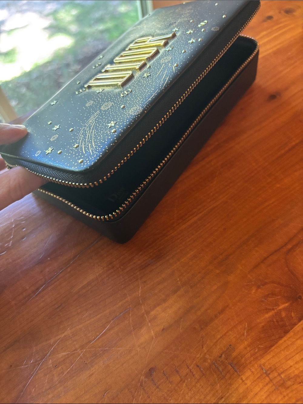 Dior Black Zip Cosmetic Case with Gold Celestial Accents - Picture 2 of 4